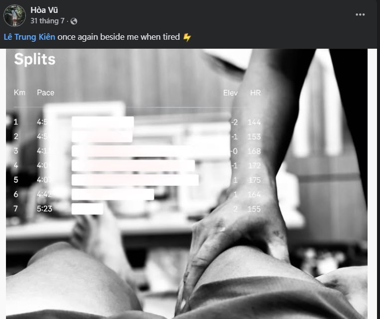Bài đăng Facebook của một runner cảm ơn bác sĩ Kiên đã đồng hành hồi phục